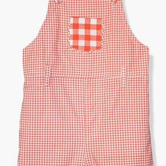Minki Munki Gingham Overalls Infant Size 6-9 Months NEW - Picture 3 of 7